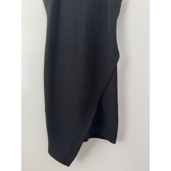 Leith Black Asymmetric Hem Sheath Dress With Keyhole Button Back Size X Small - Picture 5 of 10